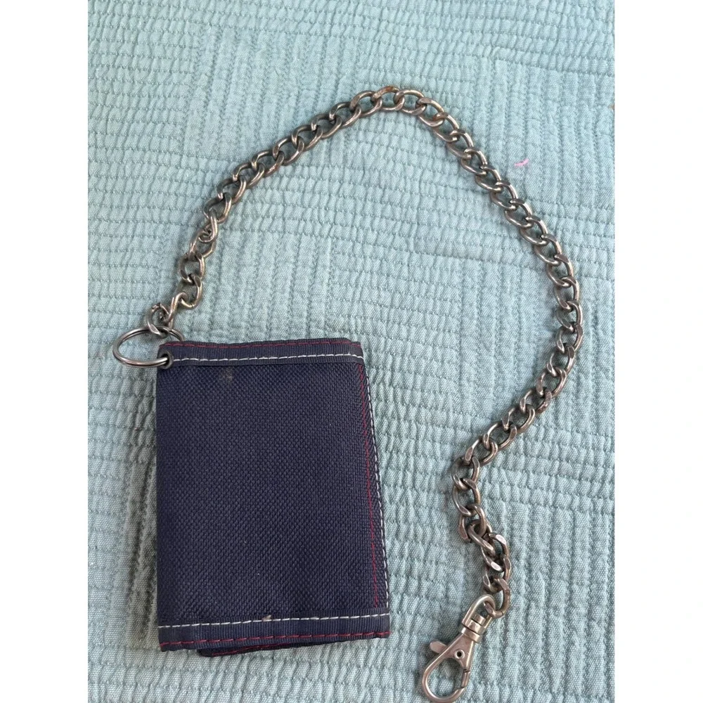 Vintage Paco Jeans Navy Canvas Trifold Chain Wallet 90s Skater Streetwear rare